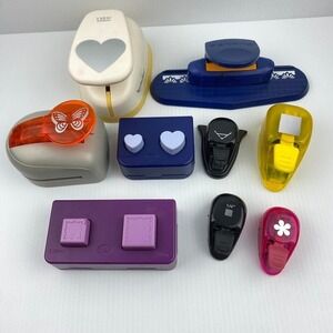 Craft Paper Punch Lot of 9 Hearts Edges Butterfly Postage Stamp Mixed Lot